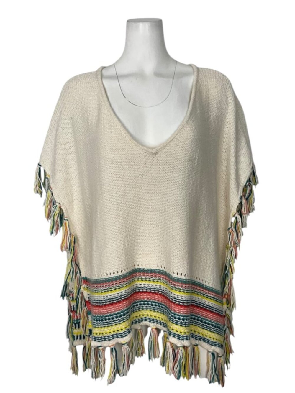 Roxy Serene Morning Fringed Poncho Tunic XS/S Swim Coverup
